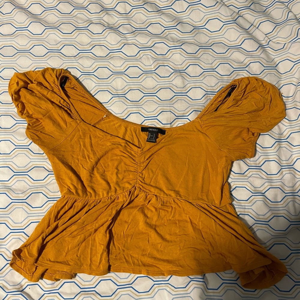 Mustard yellow flowy blouse